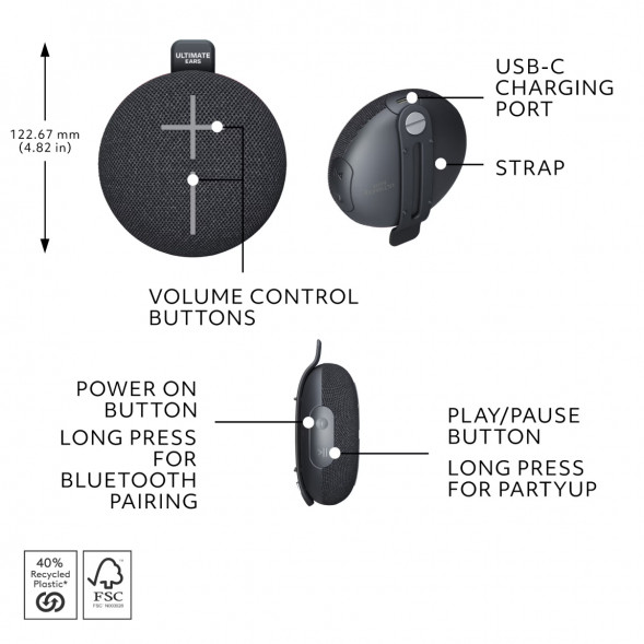 Портативная колонка Ultimate Ears MINIROLL, черный в Чебоксарах