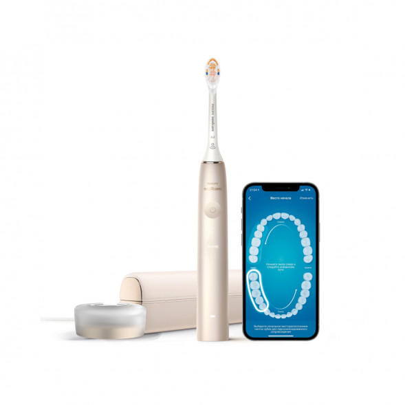 Звуковая зубная щетка Philips Sonicare 9900 Prestige HX9992, золотистое шампанское в Чебоксарах