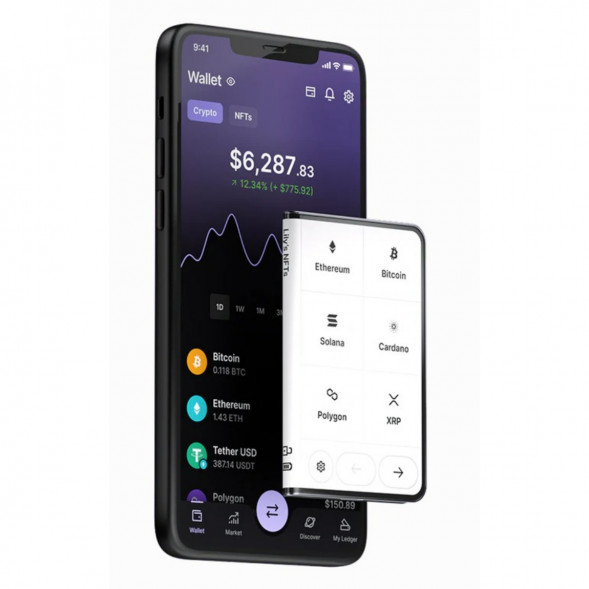 Аппаратный холодный криптокошелек Ledger Stax c чехлом Magnet Shell Black + Recovery Key в Чебоксарах