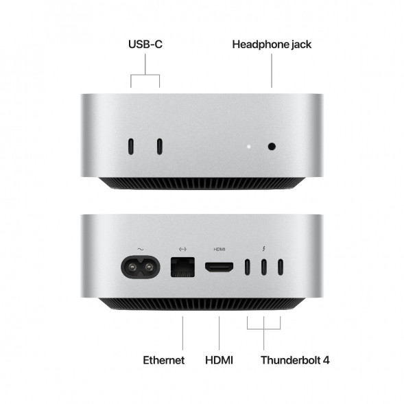 Компьютер Apple Mac mini M4 2024 (MU9D3) (10 Core GPU, 16ГБ, 256ГБ SSD, Apple, macOS), серебристый в Чебоксарах